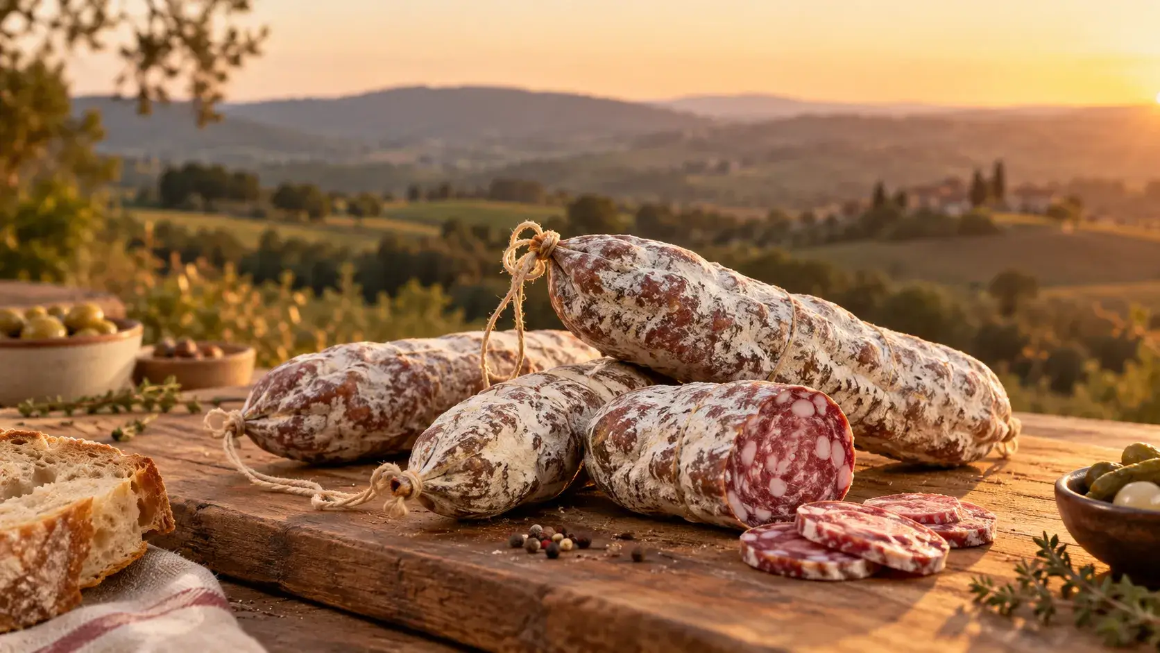 Saucissons dans l'univers des Monts du Lyonnais